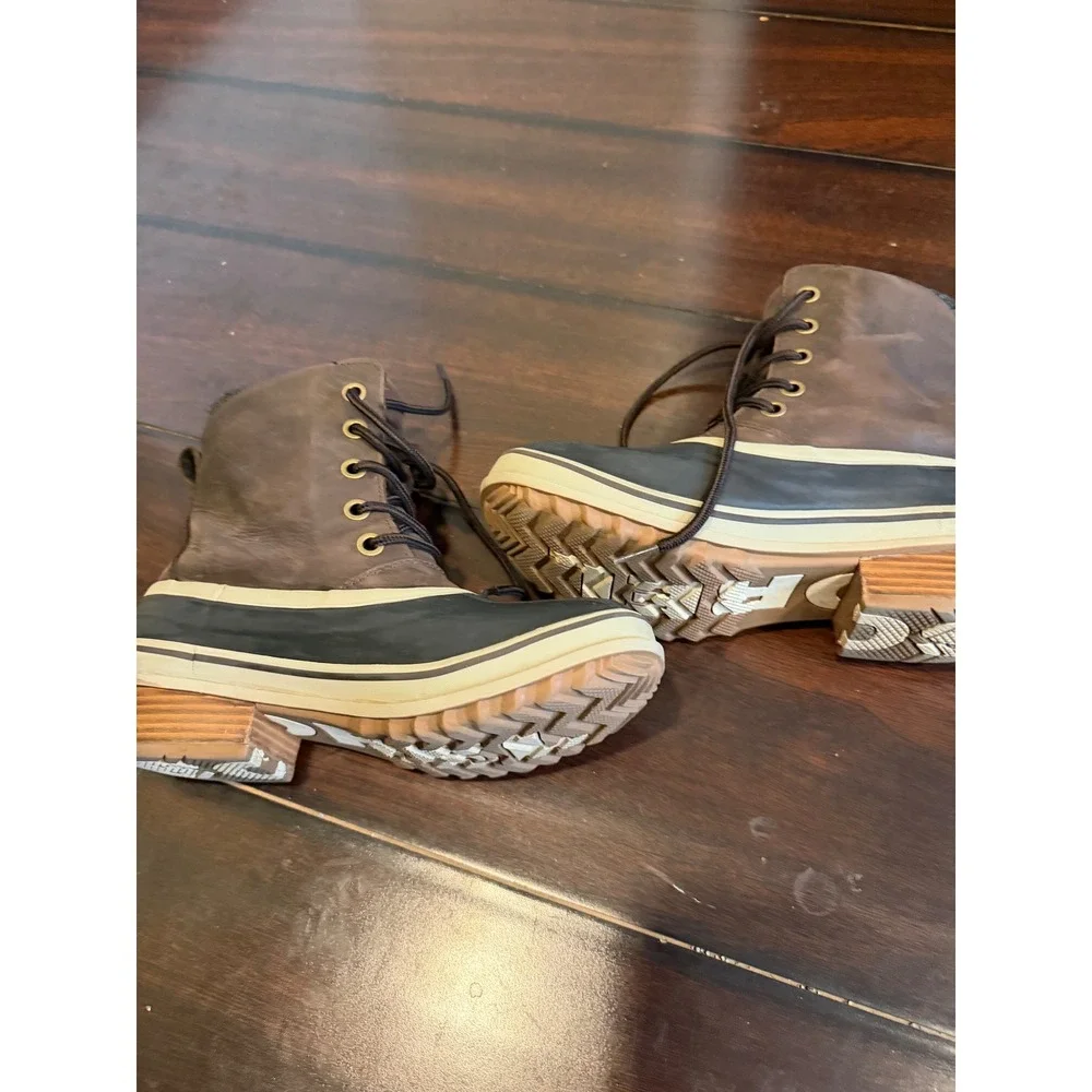 Sorel Slimpack III Lace Waterproof‎ Duck Boots Brown Black NL3810-205 Womens 9.5